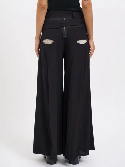Alessandra Marchi Wide Wool Trousers In Black