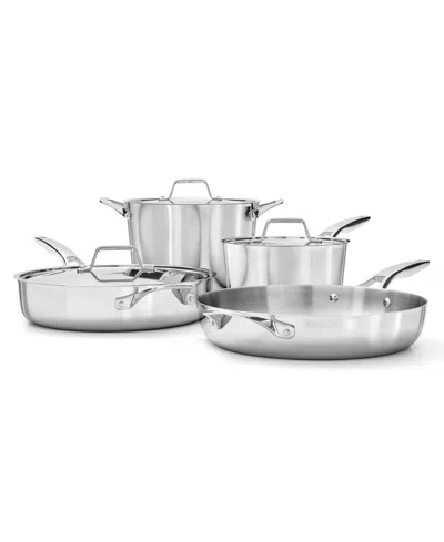 Calphalon Premier Stainless Steel 7-piece Cookware Set In Silver