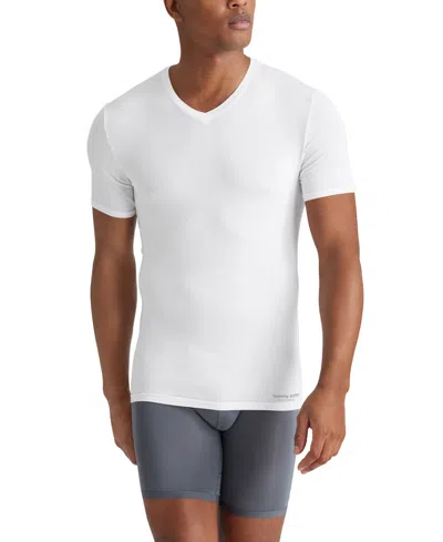 Tommy John Men's Cool Cotton Deep V-neck Stay-tucked Undershirt In White