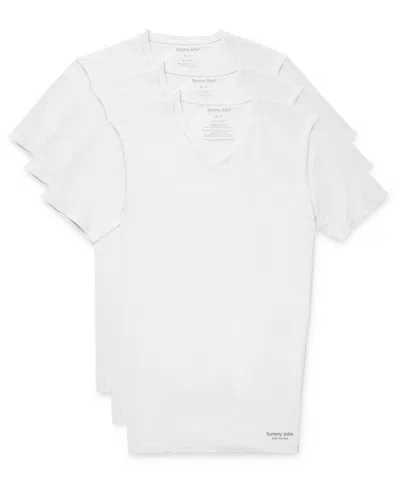Tommy John Men's Cool Cotton Deep V-neck Stay-tucked Undershirt In White