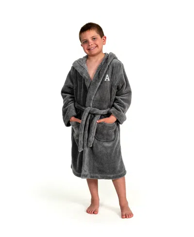 Linum Home Bookman Personalized Kids Super Plush Hooded Bathrobe In Gray
