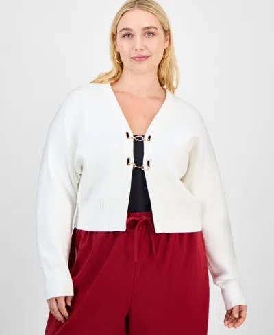 Bar Iii Trendy Plus Size Hardware Cardigan, Macy's Exclusive In White