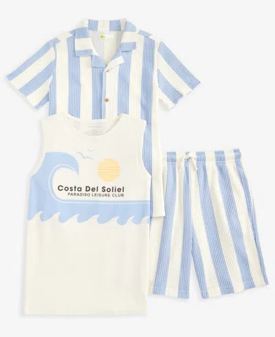 Epic Threads Boys 5-20 3-pc. Striped Shirt, Tank Top & Shorts Set, Macy's Exclusive In Blue