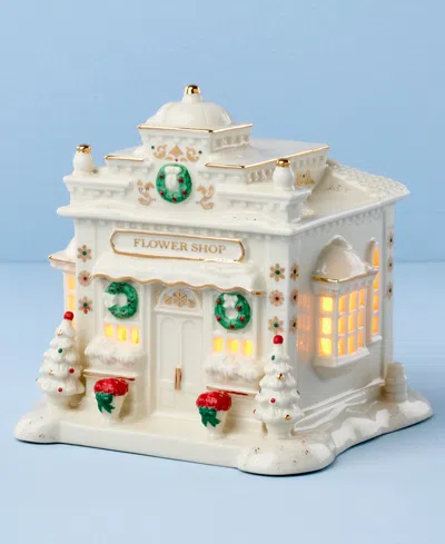 Lenox New For 2025!  Mistletoe Park Light-up Flower Shop Figurine In White