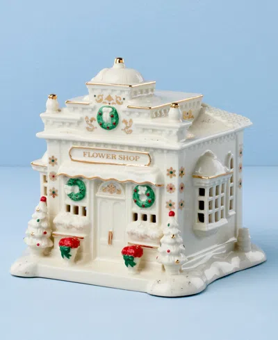 Lenox New For 2025!  Mistletoe Park Light-up Flower Shop Figurine In White