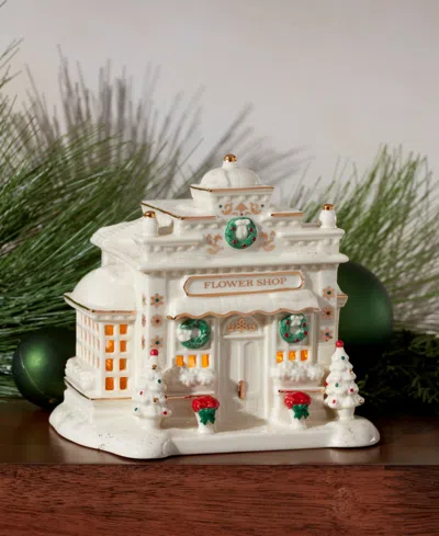 Lenox New For 2025!  Mistletoe Park Light-up Flower Shop Figurine In White