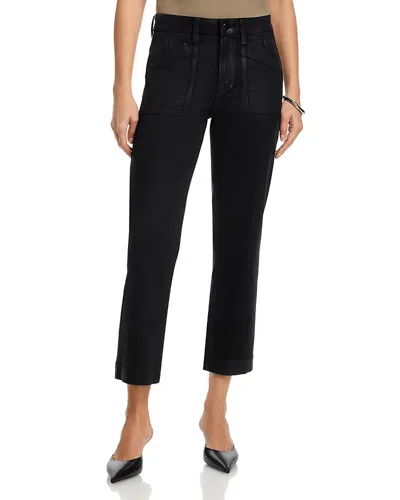 Paige Quincy Mid Rise Ankle Jeans In Black Fog Luxe Coating In Black