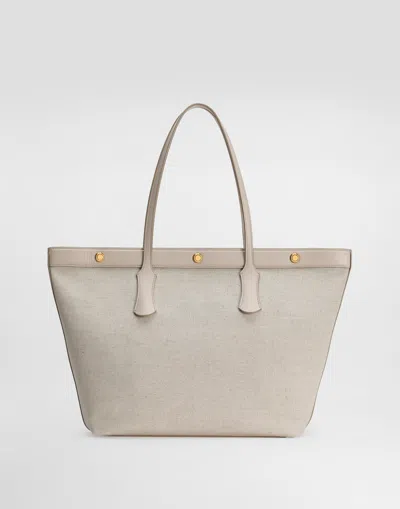 Dolce & Gabbana Atene Shopping Bag In Fabric In Orange