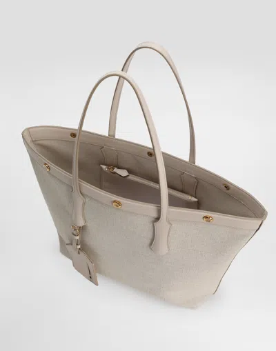 Dolce & Gabbana Atene Shopping Bag In Fabric In Orange