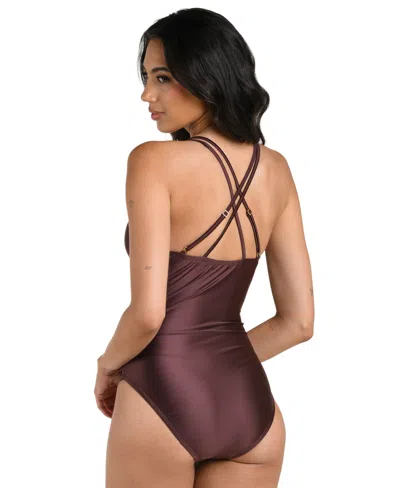 La Blanca Women's Earth Goddess Lace-up One-piece Swimsuit In Brown