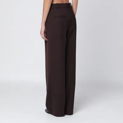 Anine Bing Brown Wide-leg Wool Blend Trousers In Burgundy