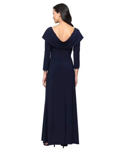 Alex Evenings Women's Long Jersey Dress In Blue