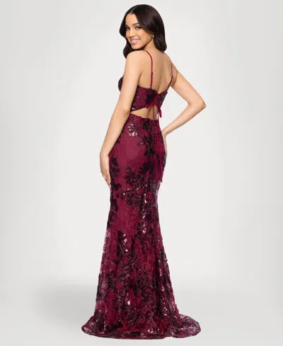 Blondie Nites Women's Sequined V-neck Dress In Brown