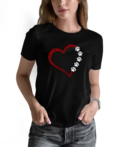 La Pop Art Women's Meow Heart Word Art Long Sleeve T-shirt In Black