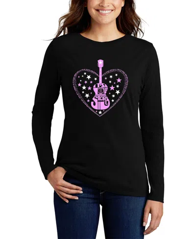 La Pop Art Women's It's A Love Storyâ Word Art Long Sleeve T-shirt In Black