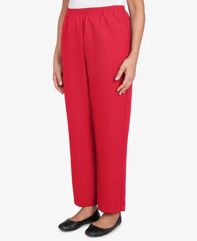 Alfred Dunner Women's Classic All Around Elastic Poly Accord Short Length Pants In Red
