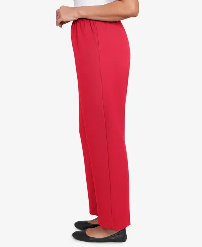 Alfred Dunner Women's Classic All Around Elastic Poly Accord Short Length Pants In Red