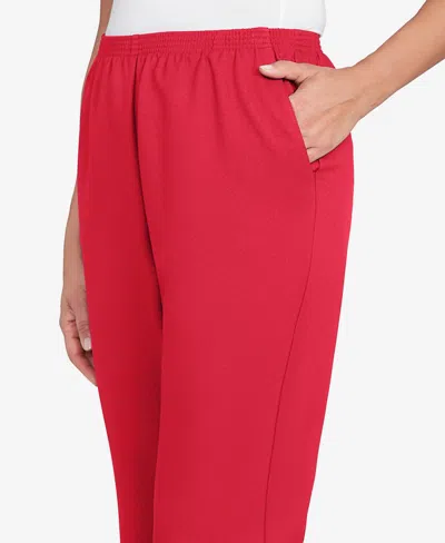 Alfred Dunner Women's Classic All Around Elastic Poly Accord Short Length Pants In Red