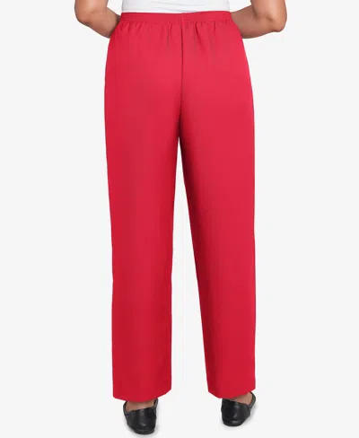 Alfred Dunner Women's Classic All Around Elastic Poly Accord Short Length Pants In Red