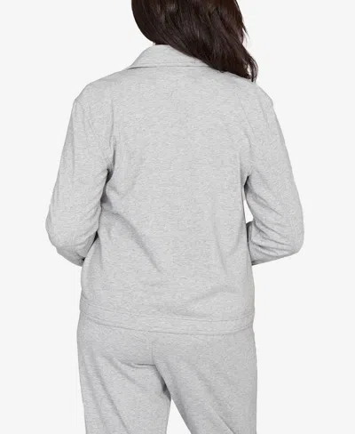 Alfred Dunner Women's Casual Vibe Shimmer Collared Button Jacket In Gray