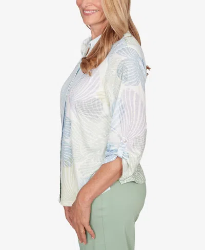 Alfred Dunner Women's St. Augustine Pastel Floral Print Button Down Shirt In Multi