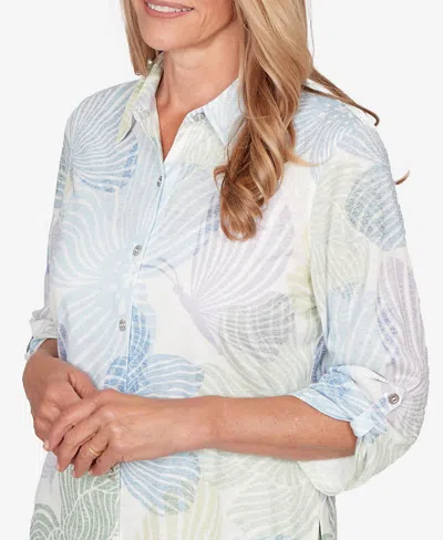 Alfred Dunner Women's St. Augustine Pastel Floral Print Button Down Shirt In Multi