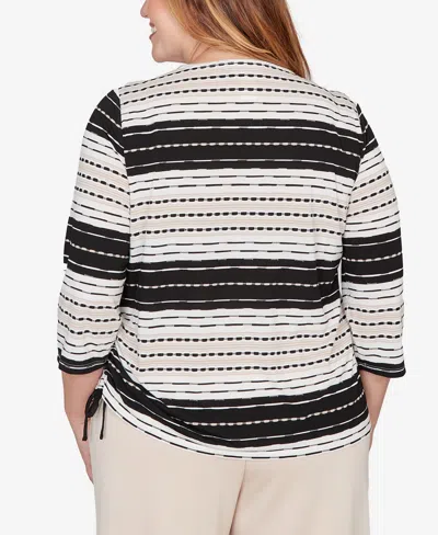 Alfred Dunner Plus Size Seville Embellished Diagonal Textured Stripe Top In Multi