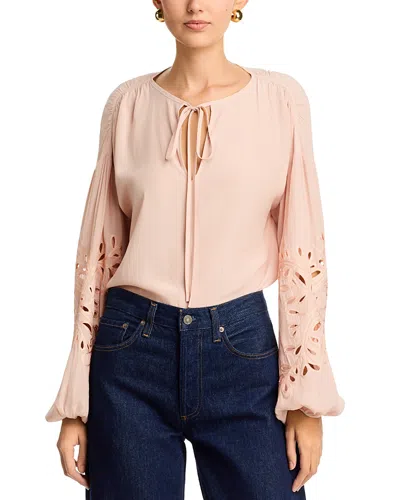 Ramy Brook Zenaida Eyelet Sleeve Top In Pink