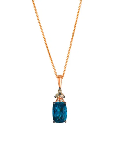 Le Vian London Blue Topaz (1.25 Ct. T.w.), Chocolate Diamond (0.07 Ct. T.w.) And Vanilla Diamond (0.01 Ct. T In Gold