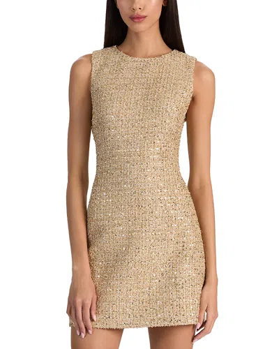 Alice And Olivia Cade Sleeveless Shift Mini Dress In Brown