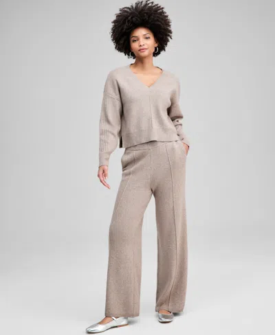 And Now This Women's Drop-shoulder V-neck Sweater, Macy's Exclusive In Brown