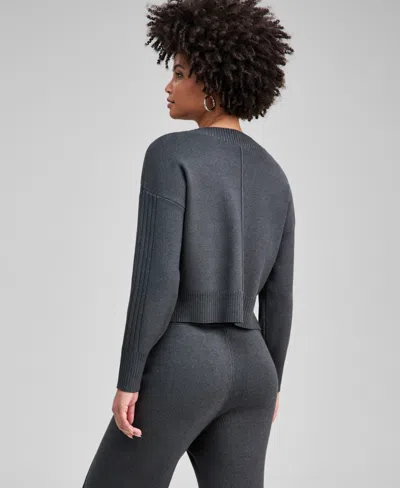 And Now This Women's Drop-shoulder V-neck Sweater, Macy's Exclusive In Black