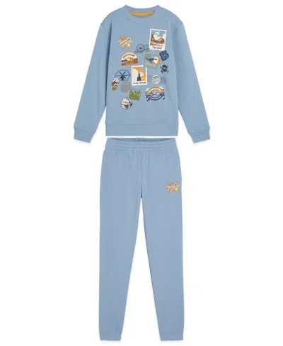 Scotch & Soda Boys' 8-16 Crewneck Sweatshirt And Jogger Pants, 2-piece Set In Blue
