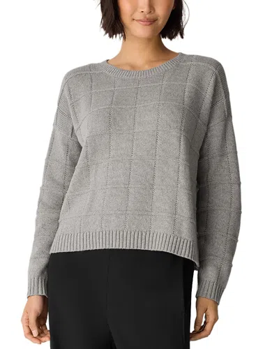 Eileen Fisher Pointelle Grid Sweater In Gray