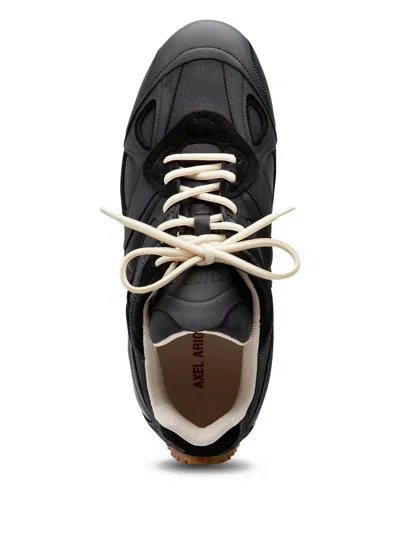 Axel Arigato Slow Runner Black Sneaker With Insert Design And Grooved Sole In Leather And Suede Man In Black