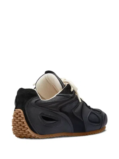 Axel Arigato Slow Runner Black Sneaker With Insert Design And Grooved Sole In Leather And Suede Man In Blue