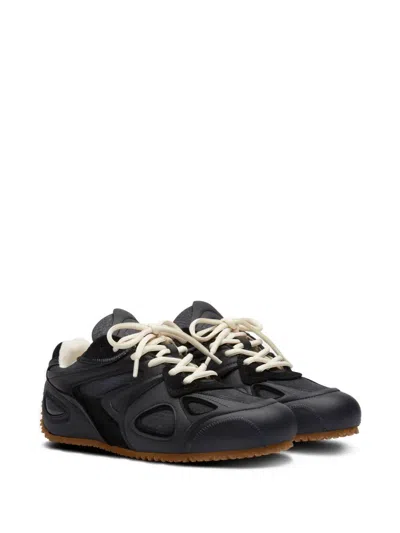Axel Arigato Slow Runner Black Sneaker With Insert Design And Grooved Sole In Leather And Suede Man In Blue