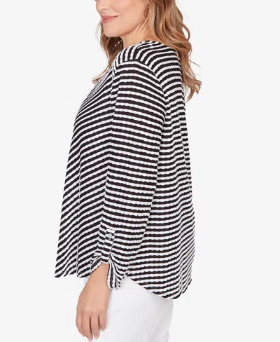 Ruby Rd. Plus Size Mitered Scallop Stripe Tunic Top In Multi