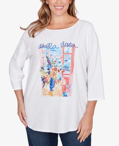 Ruby Rd. Plus Size Bella Vista Embellished Knit Top In White