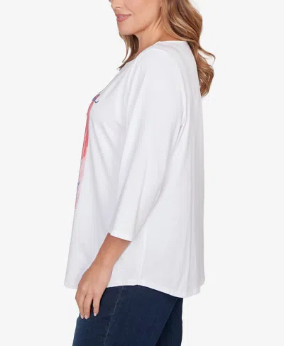 Ruby Rd. Plus Size Bella Vista Embellished Knit Top In White