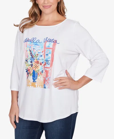 Ruby Rd. Plus Size Bella Vista Embellished Knit Top In White