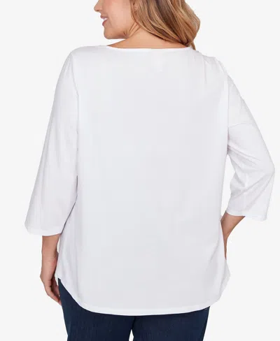 Ruby Rd. Plus Size Bella Vista Embellished Knit Top In White