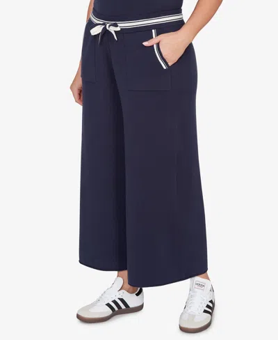 Ruby Rd. Plus Size Wide Leg Cropped Lounge Pants In Blue