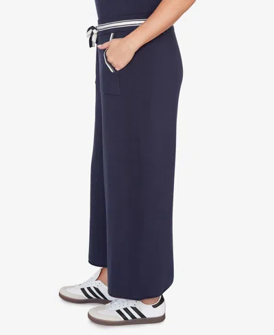 Ruby Rd. Plus Size Wide Leg Cropped Lounge Pants In Blue