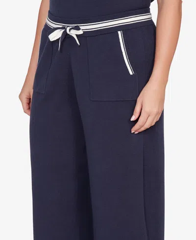 Ruby Rd. Plus Size Wide Leg Cropped Lounge Pants In Blue