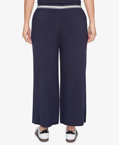 Ruby Rd. Plus Size Wide Leg Cropped Lounge Pants In Blue