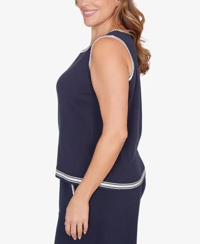 Ruby Rd. Plus Size Tipped Trim Sweater Tank Top In Blue