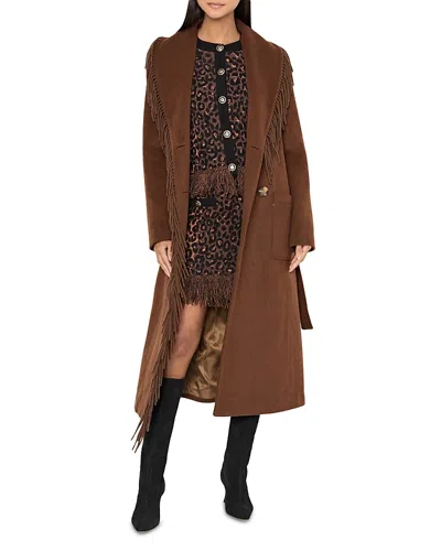 Milly Wyatt Fringe Trim Coat In Brown