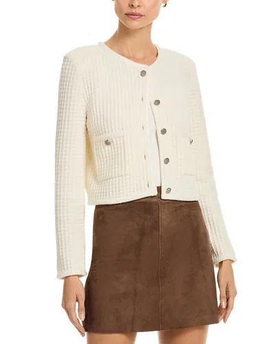 Milly Sade Textured Cardigan Jacket In White