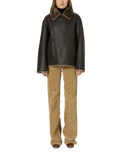 Gerard Darel Nadia Leather Jacket In Brown